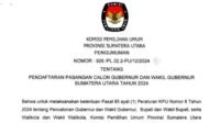 KPU Sumut Umumkan Tahapan Pendaftaran Gubernur dan Wakil Gubernur Sumut