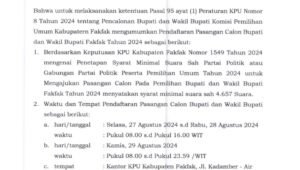 KPU Fakfak Siap Buka Pendaftaran Bakal Calon Bupati dan Wakil Bupati Pada Pilkada Serentak 2024