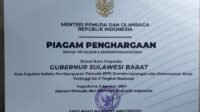 Pemprov Sulbar Raih Indeks Pembangunan Pemuda Terbaik Ketiga dari Kemenpora RI