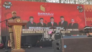 Pembacaan Deklarasi Pemilu Damai 2024 Bawaslu Sumsel Himbau Paslon Menjaga Keutuhan NKRI