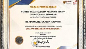 RS. Jiwa Prof. HB. Saanin Raih Penghargaan, Gubernur Mahyeldi Mengaku Bersyukur