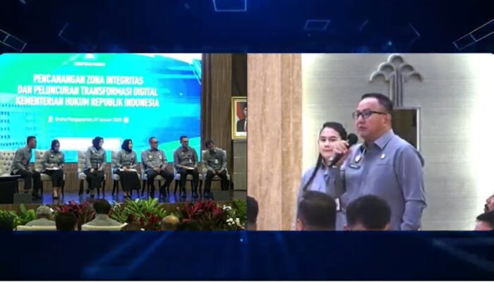 Kakanwil Kemenkum Sumsel Hadiri Pencanangan Pembangunan ZI dan Peluncuran Transformasi Digital