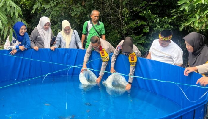 Asta Cita Ketahanan Pangan, Dua Hari Berturut Polres Prabumulih Tebar Ribuan Benih Ikan Lele dan Nila