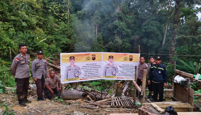 Polsek Silat Hulu Tindak Penambangan Emas Ilegal di Bukit Sembilang Nanga Dangkan Kapuas Hulu