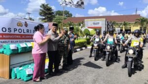 Polres Prabumulih bersama TNI, OKP dan Mahasiswa Distribusi Baksos Polri Presisi Menyambut Bulan Puasa