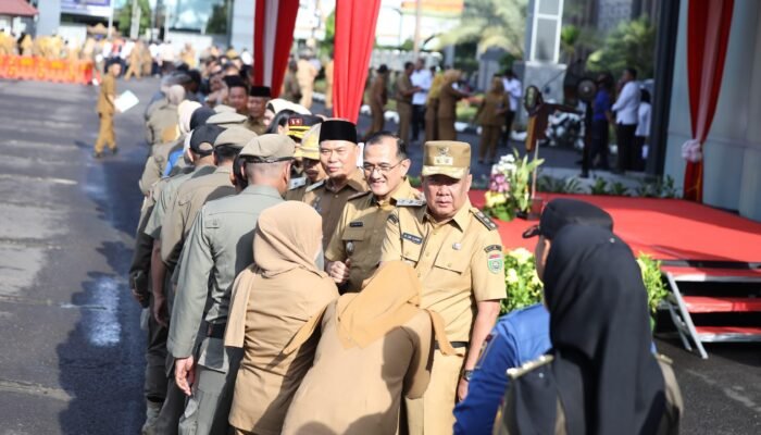 Wagub Cik Ujang Pimpin Apel Gabungan dan Halal Bihalal Bersama Pegawai di Lingkungan Pemprov Sumsel