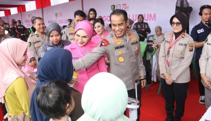 Hut Bhayangkara ke 79 dan HKGB ke 73, Polda Sumsel Gelar Bakti Kesehatan, Sosial dan UMKM