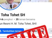 Hati-Hati! Waspadai Akun Facebook Palsu Mengatasnamakan Bupati H. M. Toha