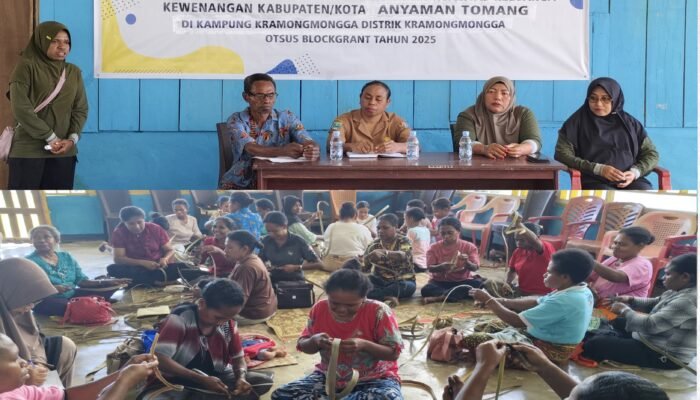 DP3AP2KB Fakfak Selenggarakan Pelatihan Anyaman Tomang di Distrik Kramongmogga