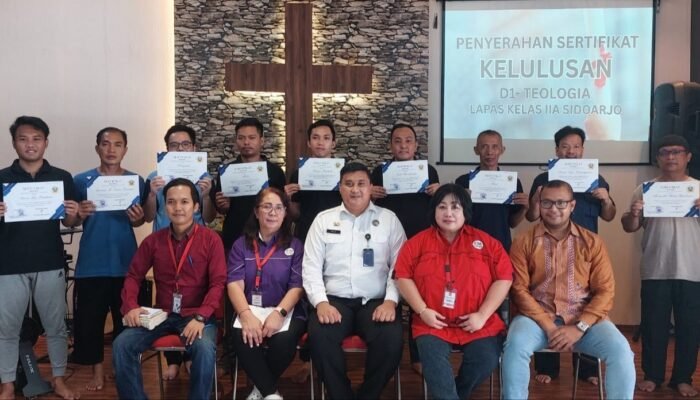 Lapas Kelas IIA Sidoarjo Gelar Wisuda Program Diploma 1 (D1) Teologi bagi Narapidana