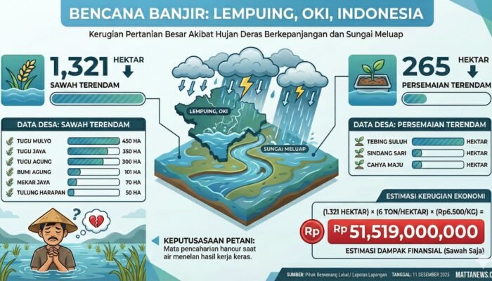 Banjir Rendam 1.500 Hektare Sawah di OKI, Petani Terancam Gagal Panen