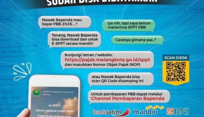 Kabar Gembira, Bapenda Kota Malang Pastikan PBB 2026 Sudah Bisa Dibayar Tanpa Kenaikan