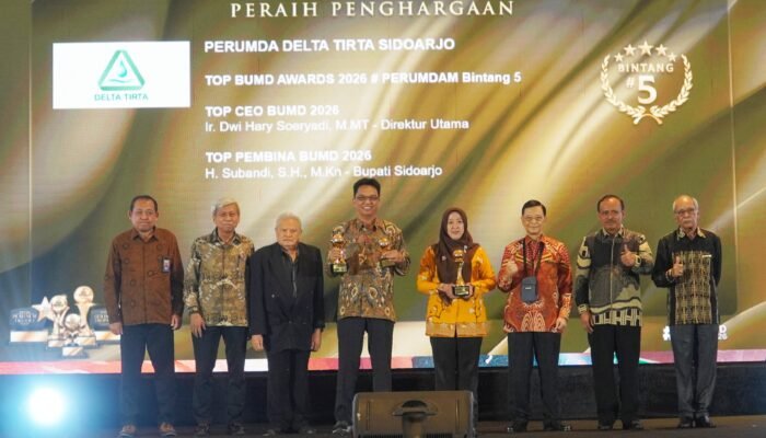 Perumda Delta Tirta Sidoarjo Borong Penghargaan Bintang 5 TOP BUMD Awards 2026, Perkuat Tata Kelola dan Digitalisasi