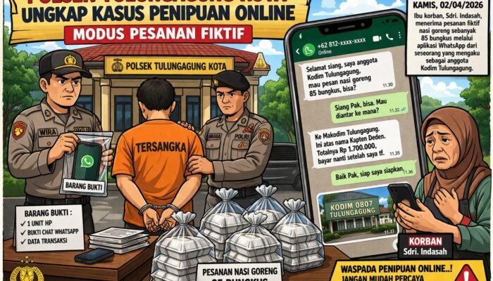 Polisi Bongkar Penipuan Online Modus Pesanan Fiktif di Tulungagung, Pelaku Diciduk di Bojonegoro