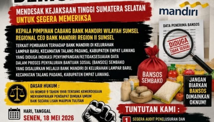 HIMPKA Desak Kejati Periksa Petinggi Bank Mandiri di Sumsel