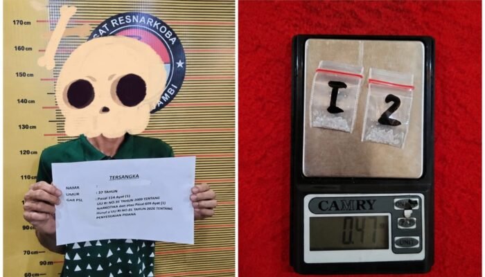 Satresnarkoba Polresta Jambi Tangkap Pria di Paal Merah, 2 Paket Sabu Diamankan