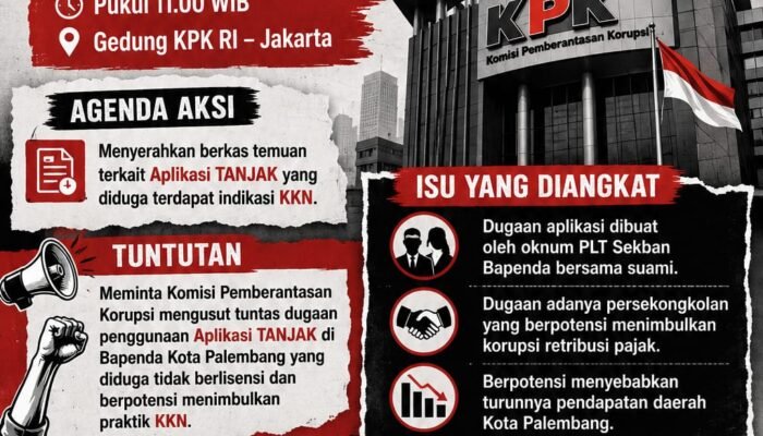 KAMPANG Akan Gelar Aksi di KPK RI Soroti Dugaan KKN pada Aplikasi TANJAK Bapenda Palembang