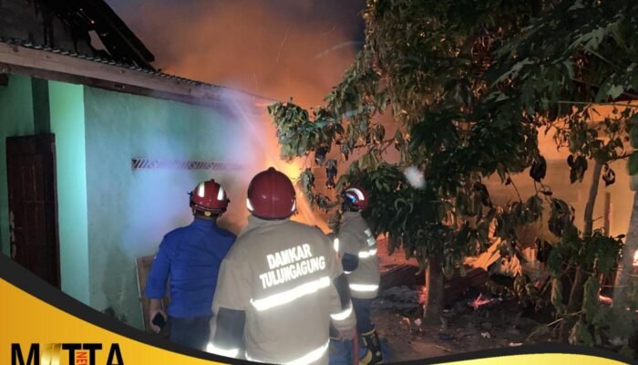 Kebakaran Tengah Malam di Tulungagung, Kandang Ayam dan Dapur Rumah Ludes Dilalap Api