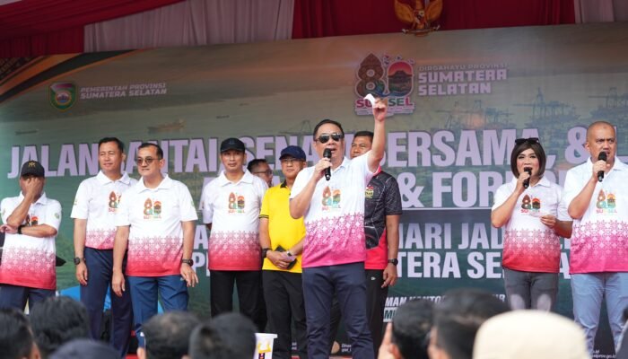 Wagub Cik Ujang Ajak Warga Perkuat Kebersamaan di HUT ke-80 Sumsel Lewat Jalan Santai dan Senam Sehat