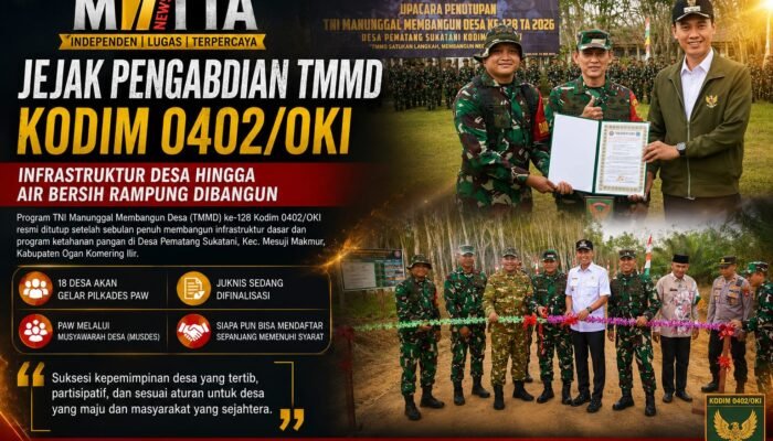 Jejak Pengabdian TMMD Kodim 0402/OKI Infrastruktur Desa Hingga Air Bersih Rampung Dibangun