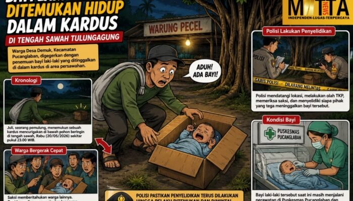 Bayi Laki-laki Ditemukan Hidup dalam Kardus di Tengah Sawah Tulungagung, Polisi Buru Pelaku Pembuangan