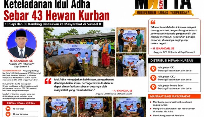 Anggota DPR Iskandar Maknai Keteladanan Idul Adha Sebar 43 Hewan Kurban