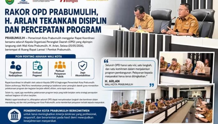 Rakor OPD Prabumulih, Wako Cak Arlan Tekankan Disiplin dan Percepatan Program
