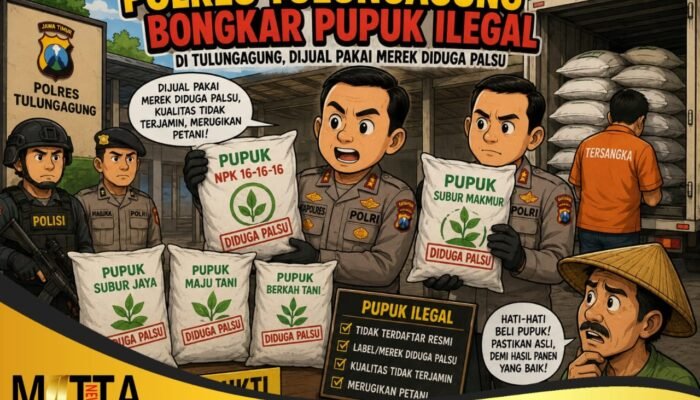 Polisi Bongkar Pupuk Ilegal di Tulungagung, Dijual Pakai Merek Diduga Palsu