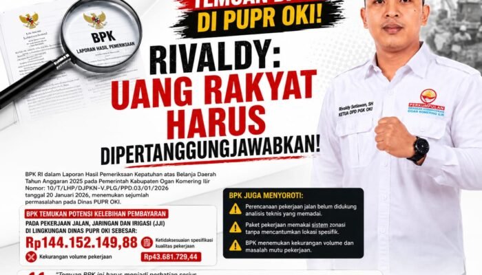 Temuan BPK Soroti Lemahnya Pengawasan Proyek Infrastruktur Dinas PUPR OKI