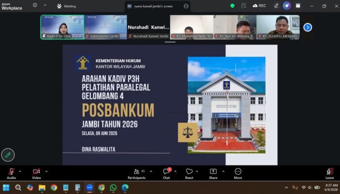 Kemenkum Jambi Gelar Pelatihan Paralegal 2026, Perkuat Akses Bantuan Hukum bagi Masyarakat