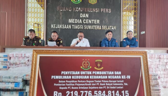 Kejati Sumsel: Kerugian Negara Rp1,4 Triliun dipulihkan, Pidana Perkara Pemberian Fasilitas Kredit oleh BRI pada PT BSS dan PT SAL Jalan Terus