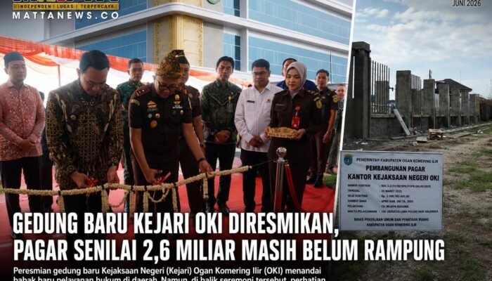 Gedung Baru Kejari OKI Diresmikan, Pagar Senilai 2,6 Miliar Masih Belum Rampung