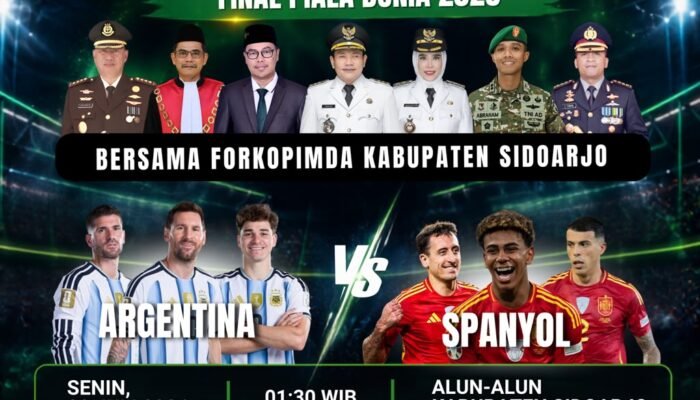 Nobar Final Piala Dunia 2026 di Alun-Alun Sidoarjo, Nonton Argentina vs Spanyol Berhadiah 4 Tiket Umrah Gratis 