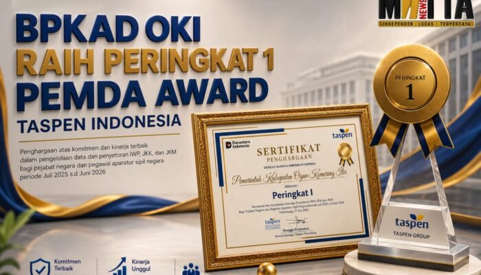 BPKAD OKI Raih Peringkat Pertama Pemda Award TASPEN, Pengelolaan Data ASN Dinilai Terbaik