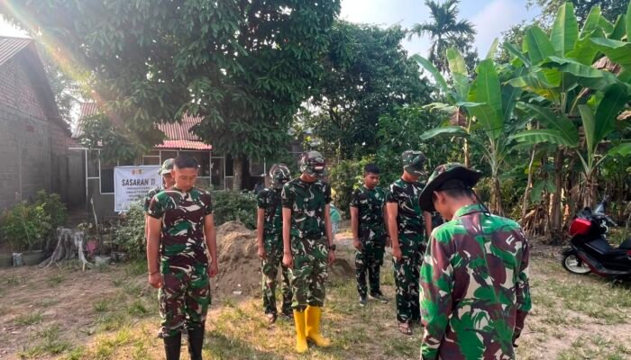 Siap Pengerjaan Sasaran ke 7, Anggota Satgas TMMD ke 129 Kodim 0418/Palembang Gelar Apel