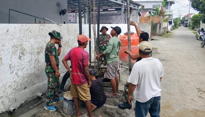 Hari Ketujuh, Satgas TMMD Ke-129 Kodim 0418/Palembang Lanjutkan Pembuatan Sumur Bor Rumah Tahfidz Quran