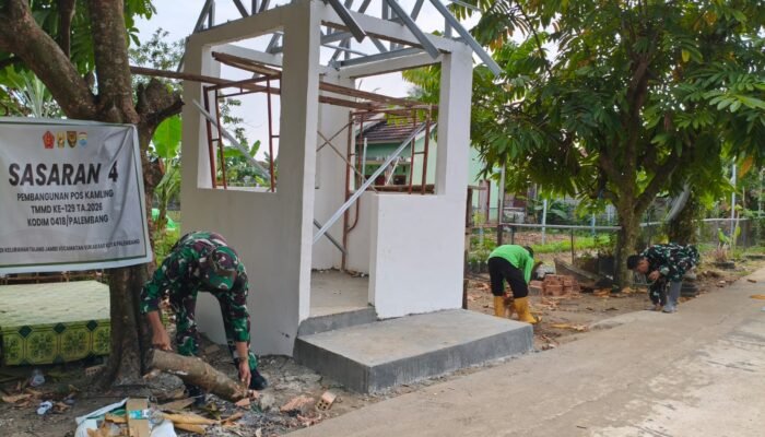 Satgas TMMD Ke-129 Kodim 0418/Palembang Rapikan Pembangunan Pos Kamling Sasaran 4