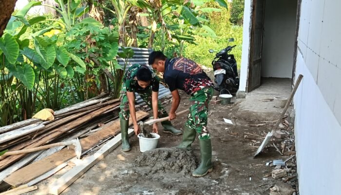 Satgas TMMD ke 129 Kodim 0418/Palembang Lanjutkan Rehab RTLH Milik Suwarni
