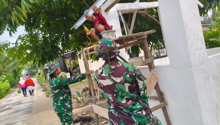 Satgas Kodim 0418/Palembang Genjot Pembangunan Poskamling di Talang Jambe