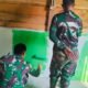 Satgas Kodim 0418/Palembang Laksanakan Pengecatan RTLH Milik Suwarni