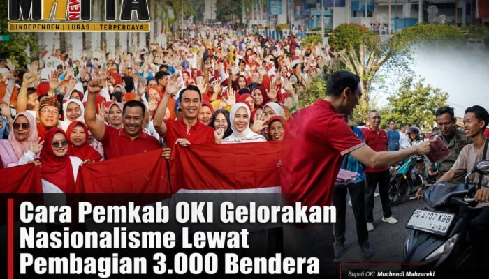 Pemkab OKI Gelorakan Nasionalisme Lewat Pembagian Ribuan Bendera Merah Putih
