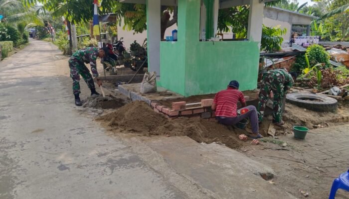 Satgas TMMD Ke-129 Kodim 0418/Palembang Lanjutkan Pembangunan Poskamling