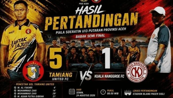Tamiang United FC Melaju ke Babak Final Piala Soeratin U-13 Putaran Provinsi Aceh 2026