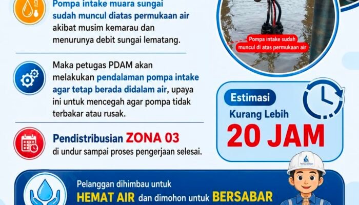 Debit Lematang Turun, PDAM Tirta PALI Lakukan Pendalaman Pompa Intake