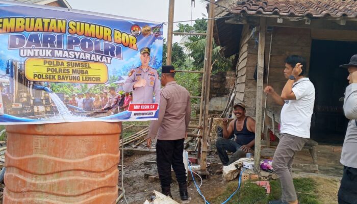 Atasi Krisis Air Bersih, Polsek Bayung Lencir Bangun Sumur Bor untuk Warga Bayung Lencir