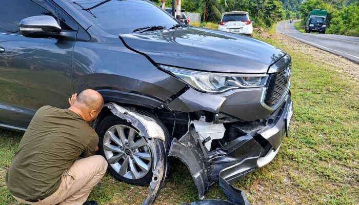 Hendak Mendahului, Motor MX King Tabrak Innova di Jalan Lintas Selatan Pengkadan, Satu Orang Luka