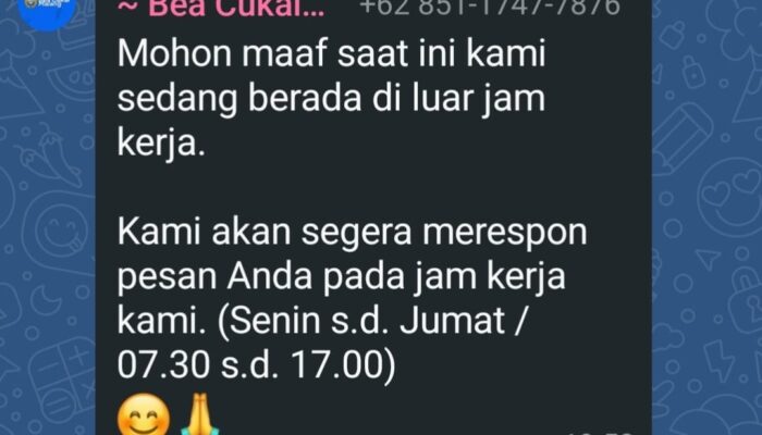 Auto – Reply Humas Bea Cukai Malang Picu Sorotan Awak Media