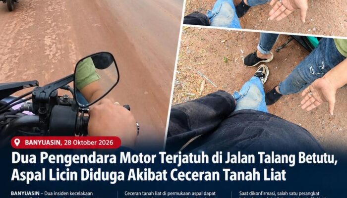 Musibah Dua Pengendara Motor Akibat Aspal Licin dan Tanah Liat